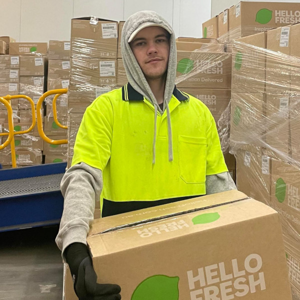 worker holding a box